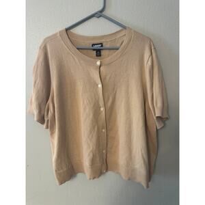 Lands' end tan beige cardigan women's 2XL